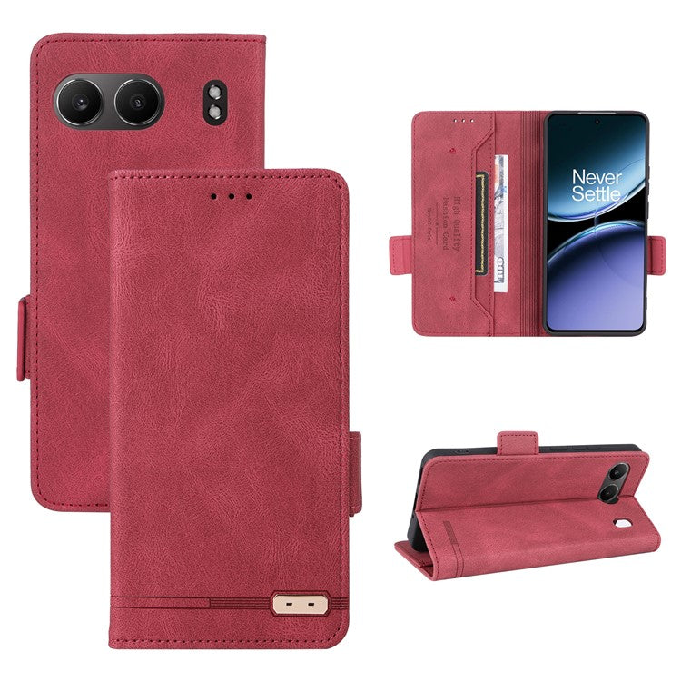 For OnePlus Nord 4 Case Leather Wallet Flip Phone Cover with Hardware Decor - Rose