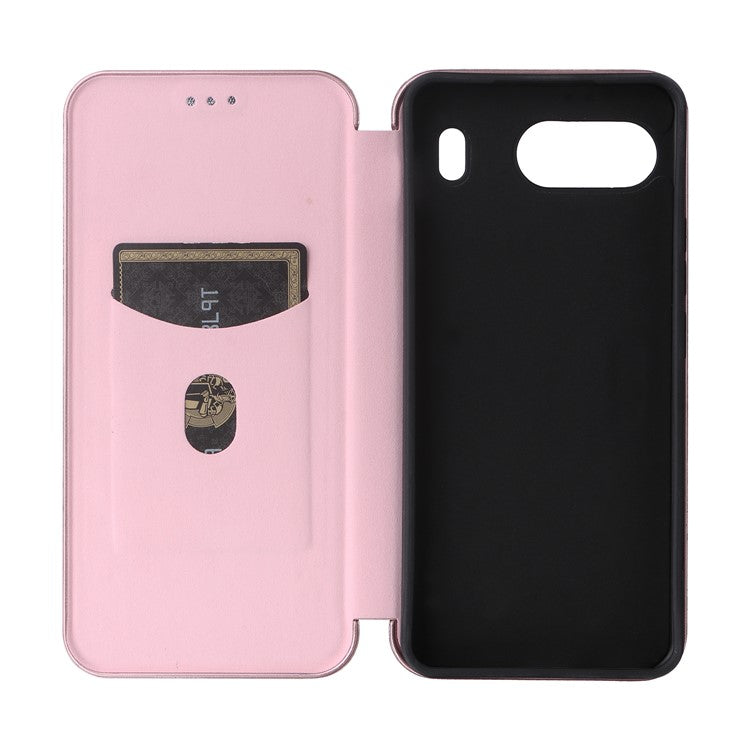 For OnePlus Nord 4 Case Carbon Fiber Texture Drop-Proof PU Leather Phone Cover - Rose Gold
