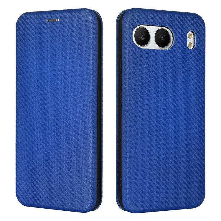 For OnePlus Nord 4 Case Carbon Fiber Texture Drop-Proof PU Leather Phone Cover - Blue