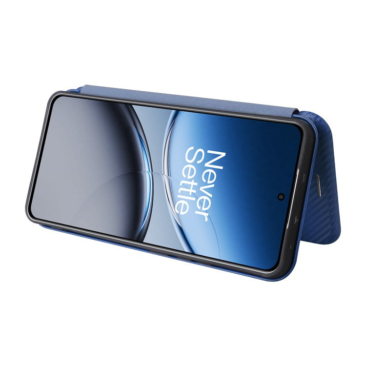 For OnePlus Nord 4 Case Carbon Fiber Texture Drop-Proof PU Leather Phone Cover - Blue