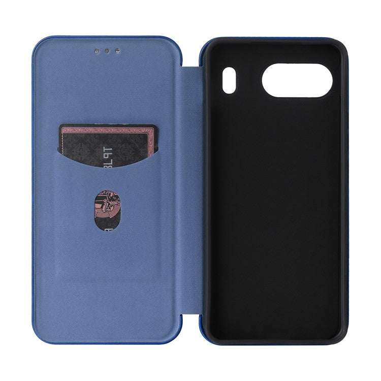 For OnePlus Nord 4 Case Carbon Fiber Texture Drop-Proof PU Leather Phone Cover - Blue