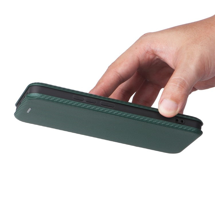 For OnePlus Nord 4 Case Carbon Fiber Texture Drop-Proof PU Leather Phone Cover - Green