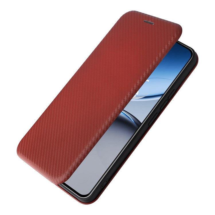 For OnePlus Nord 4 Case Carbon Fiber Texture Drop-Proof PU Leather Phone Cover - Brown