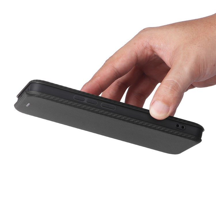 For OnePlus Nord 4 Case Carbon Fiber Texture Drop-Proof PU Leather Phone Cover - Black