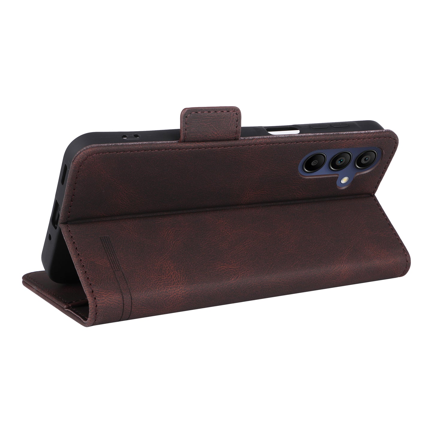 For Samsung Galaxy A16 5G / A16 4G Case Leather Wallet Flip Phone Cover with Hardware Decor - Coffee