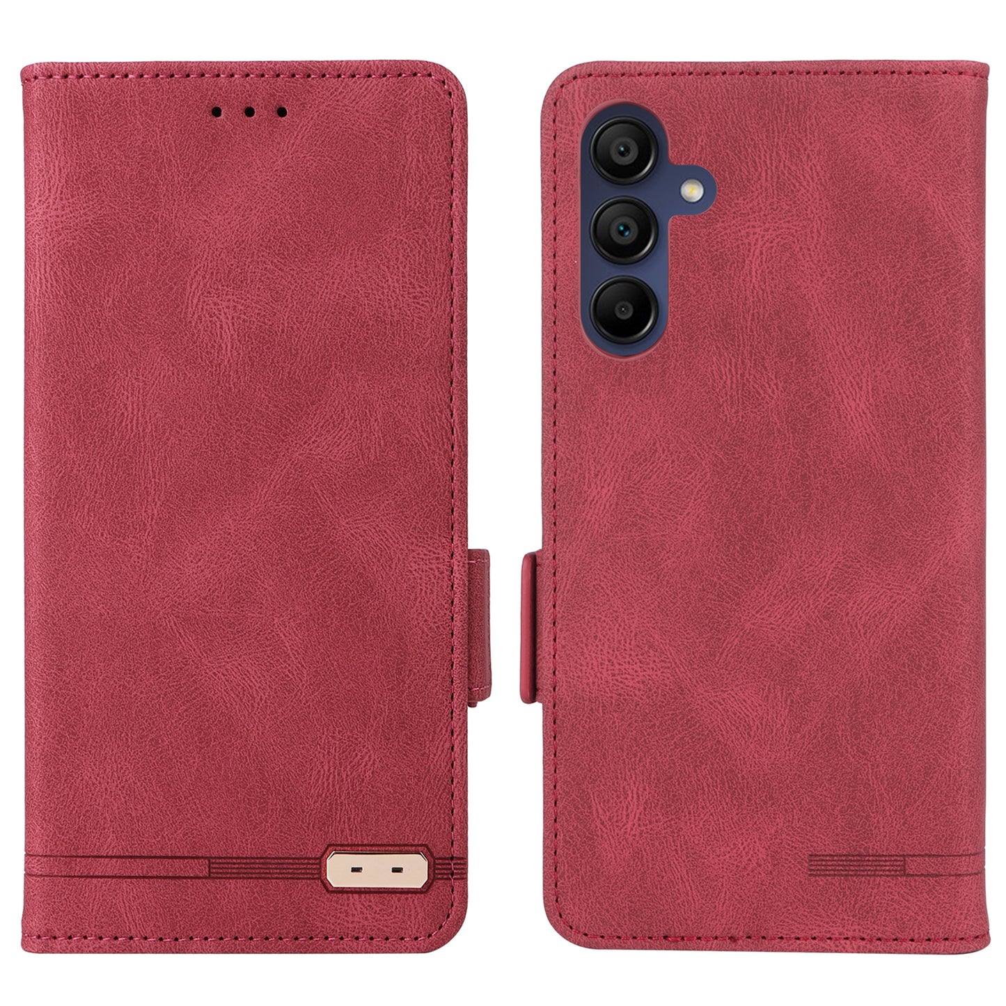 For Samsung Galaxy A16 5G / A16 4G Case Leather Wallet Flip Phone Cover with Hardware Decor - Rose