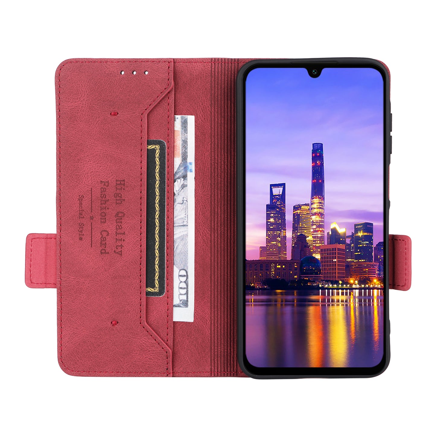 For Samsung Galaxy A16 5G / A16 4G Case Leather Wallet Flip Phone Cover with Hardware Decor - Rose