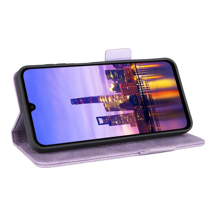 For Samsung Galaxy A16 5G Case Leather Wallet Flip Phone Cover with Hardware Decor - Purple