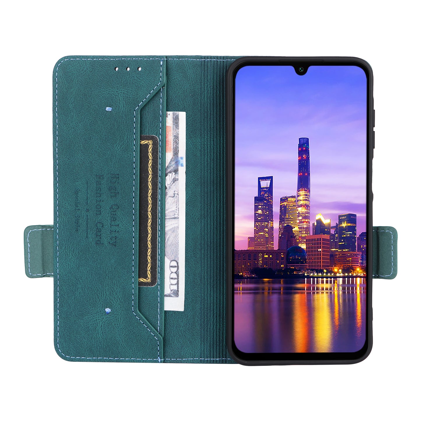 For Samsung Galaxy A16 5G / A16 4G Case Leather Wallet Flip Phone Cover with Hardware Decor - Blue