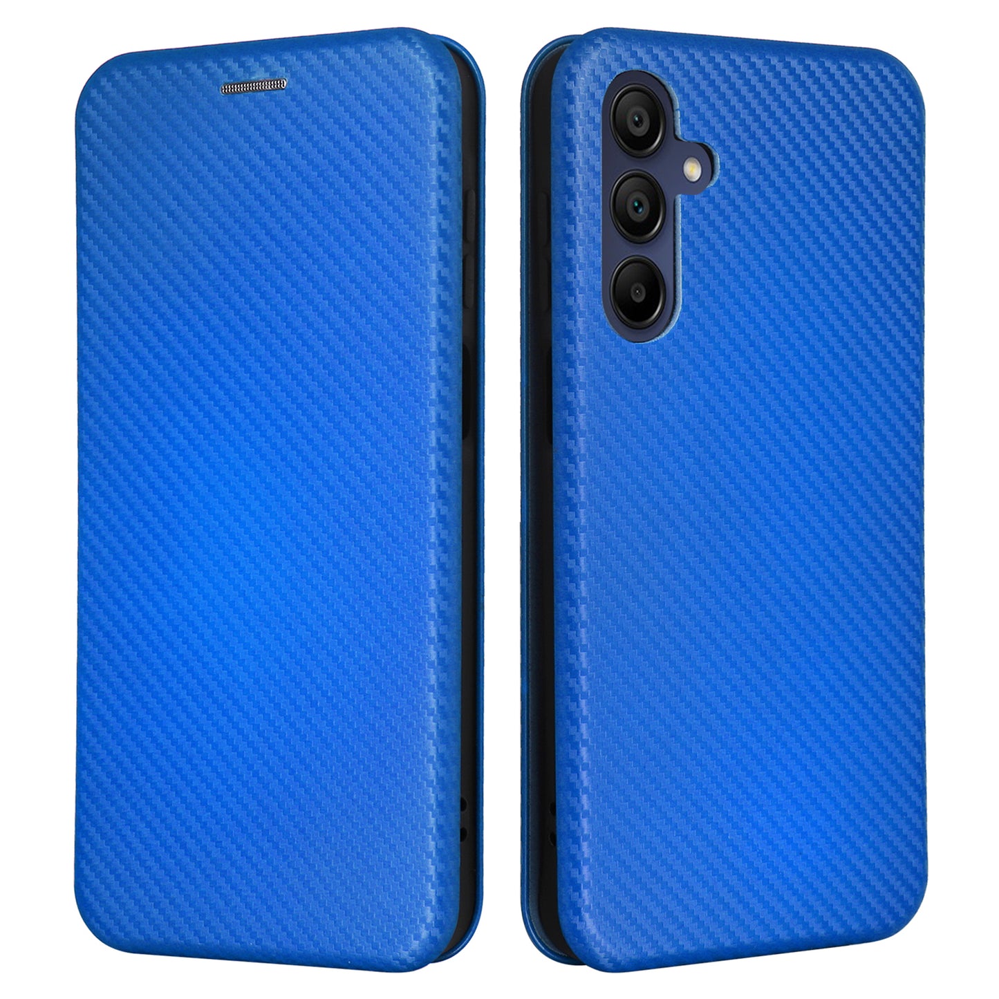 For Samsung Galaxy A16 5G / A16 4G Case Carbon Fiber Texture Drop-Proof PU Leather Phone Cover - Blue