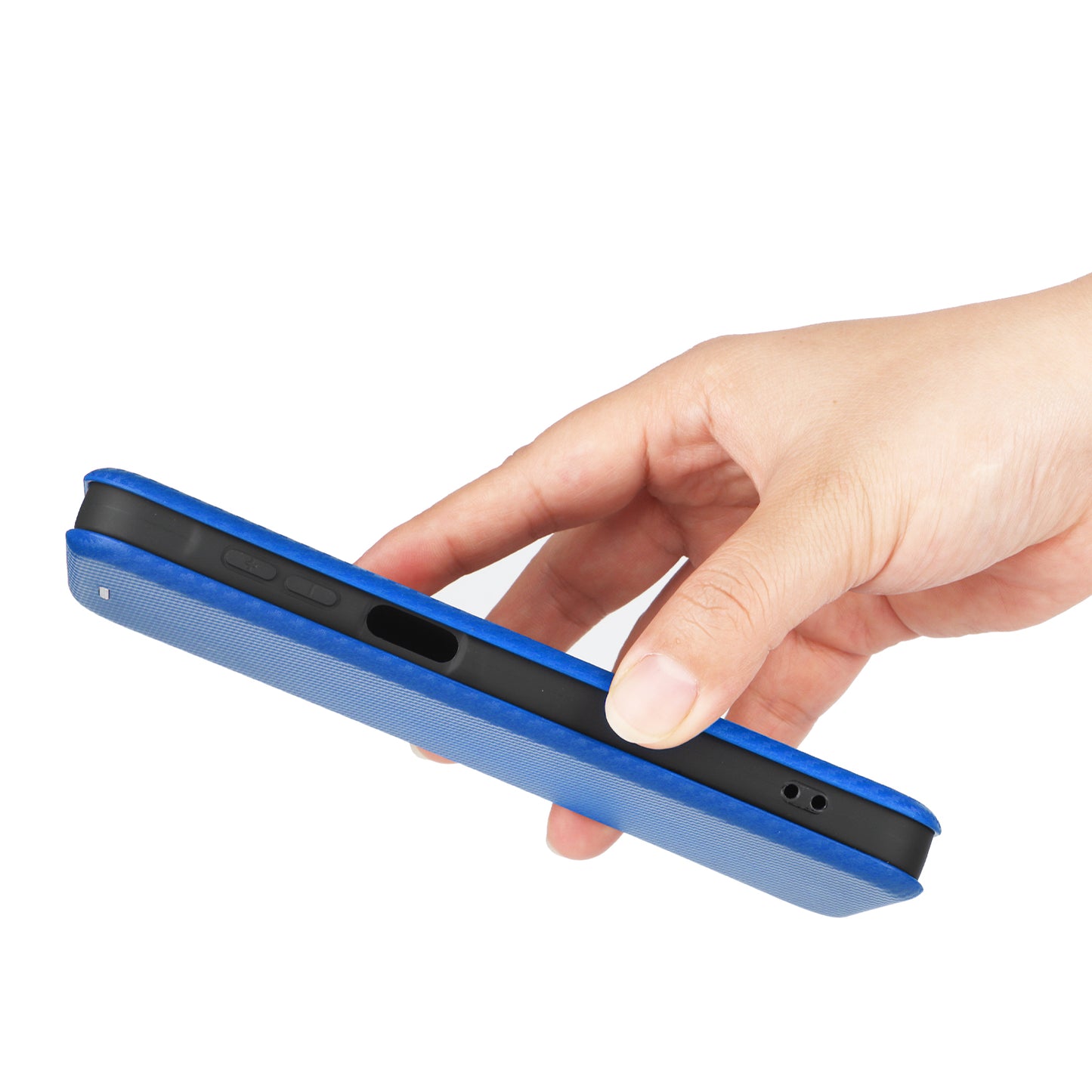 For Samsung Galaxy A16 5G / A16 4G Case Carbon Fiber Texture Drop-Proof PU Leather Phone Cover - Blue