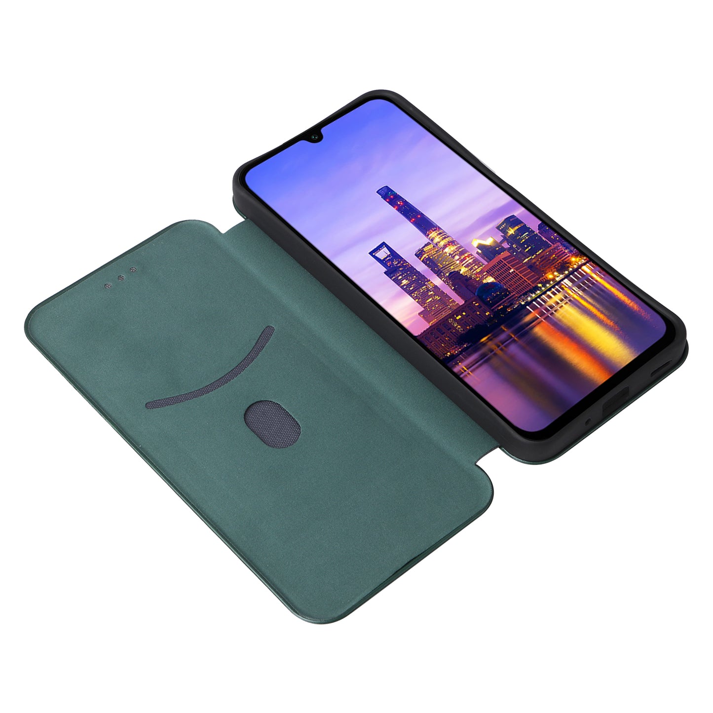 For Samsung Galaxy A16 5G / A16 4G Case Carbon Fiber Texture Drop-Proof PU Leather Phone Cover - Green