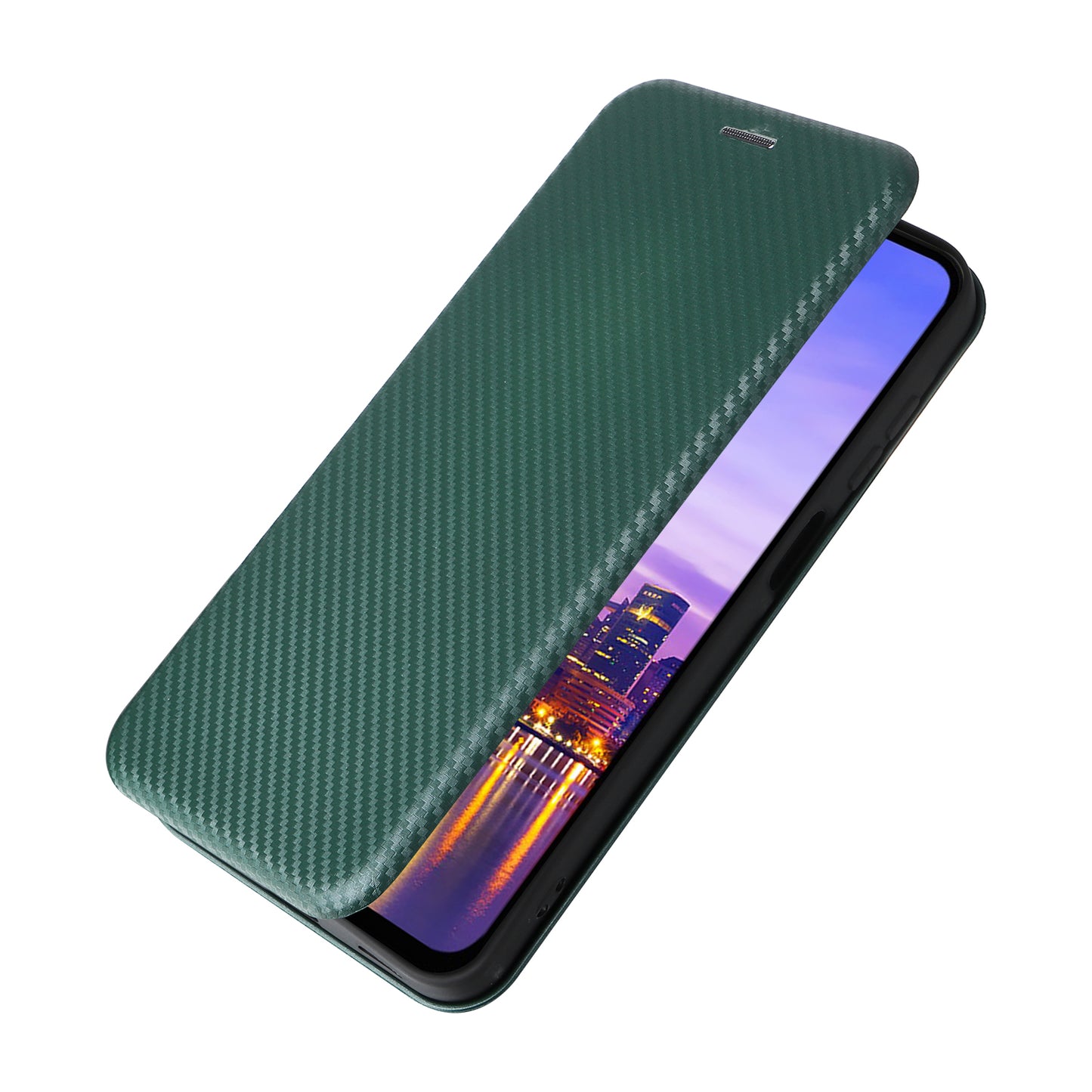 For Samsung Galaxy A16 5G / A16 4G Case Carbon Fiber Texture Drop-Proof PU Leather Phone Cover - Green