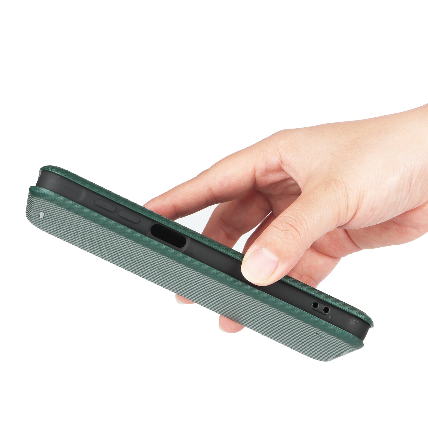 For Samsung Galaxy A16 5G / A16 4G Case Carbon Fiber Texture Drop-Proof PU Leather Phone Cover - Green