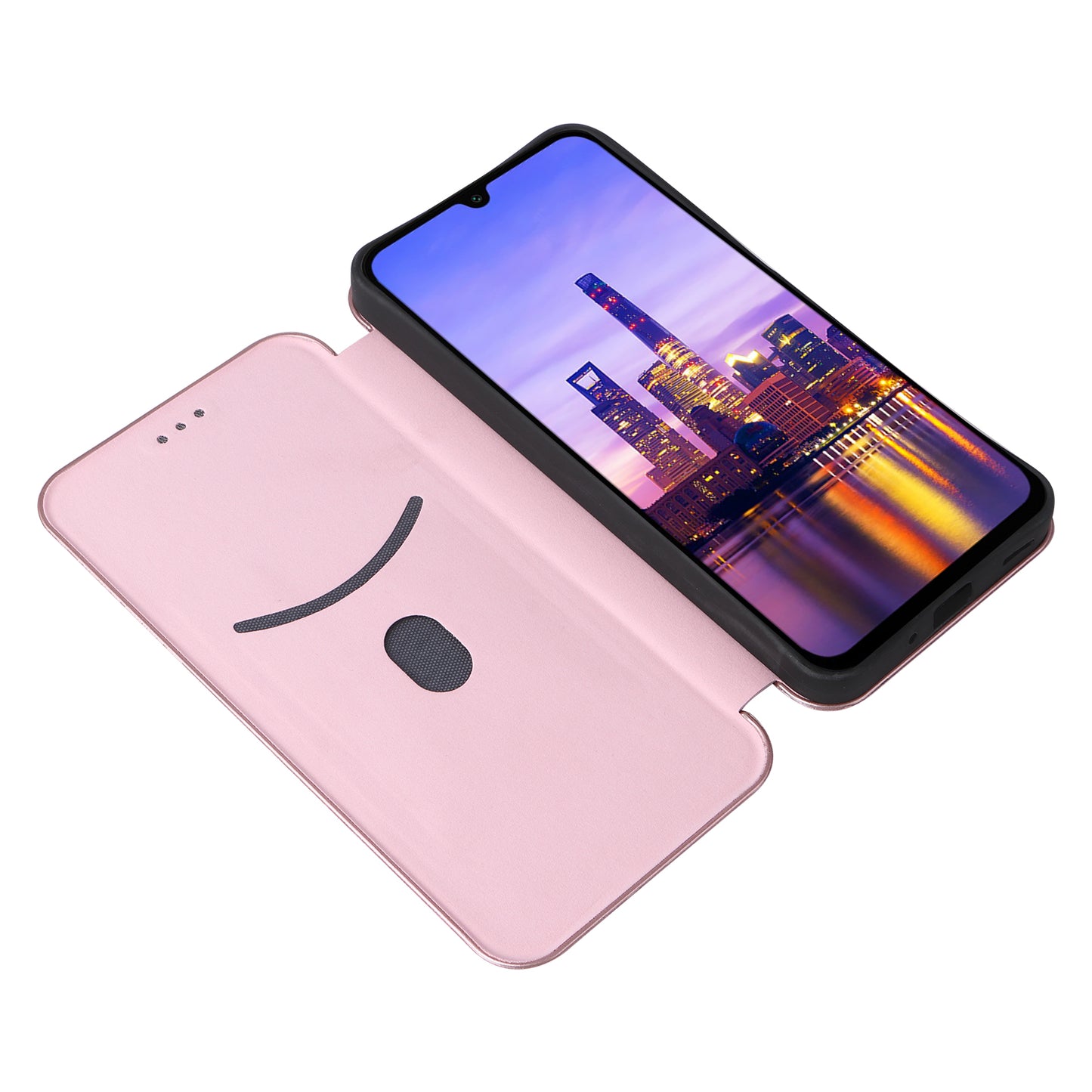 For Samsung Galaxy A16 5G / A16 4G Case Carbon Fiber Texture Drop-Proof PU Leather Phone Cover - Rose Gold