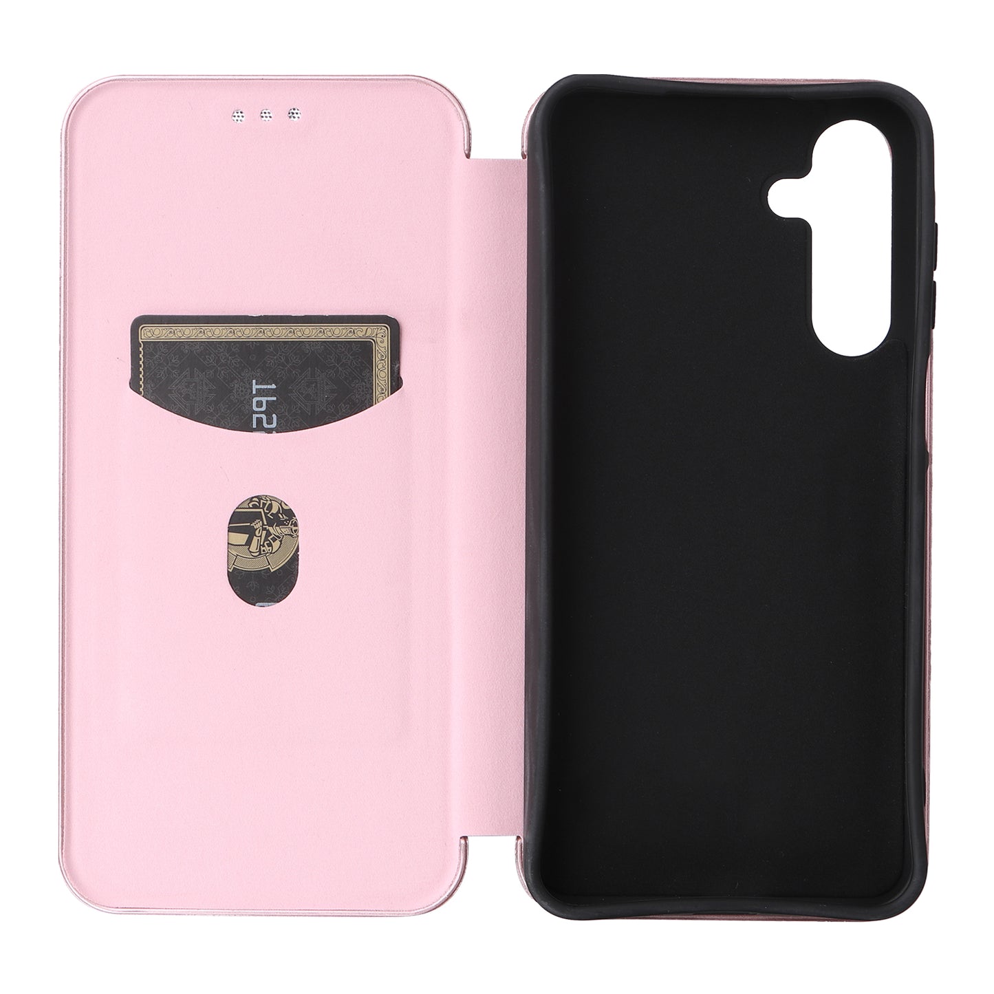 For Samsung Galaxy A16 5G / A16 4G Case Carbon Fiber Texture Drop-Proof PU Leather Phone Cover - Rose Gold