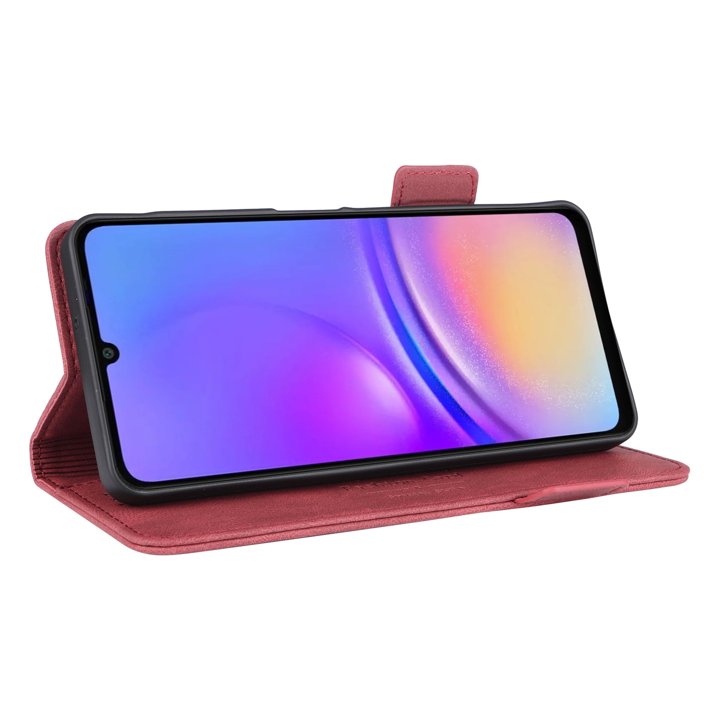 For Samsung Galaxy A06 Case Leather Wallet Flip Phone Cover with Hardware Decor - Rose