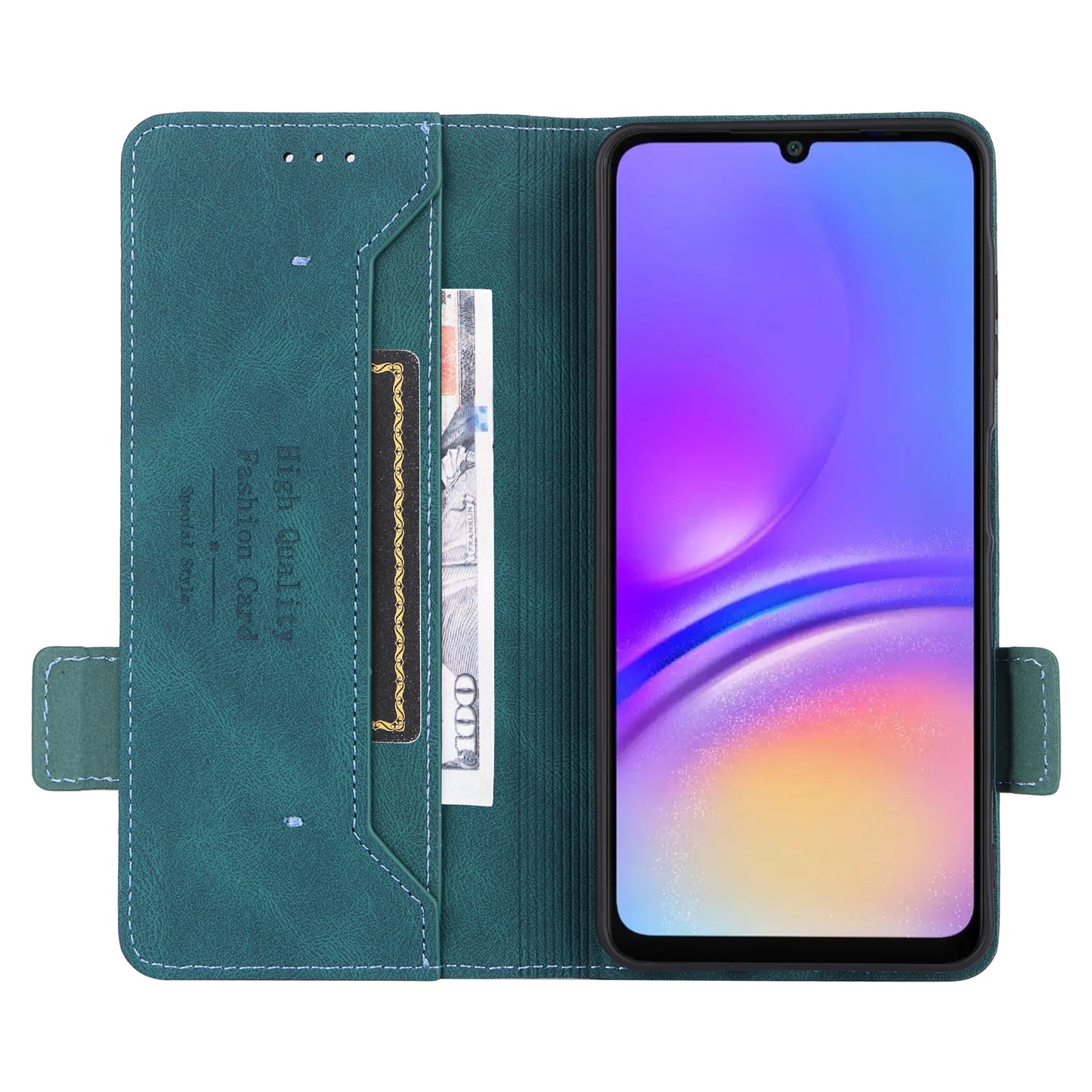 For Samsung Galaxy A06 Case Leather Wallet Flip Phone Cover with Hardware Decor - Blue