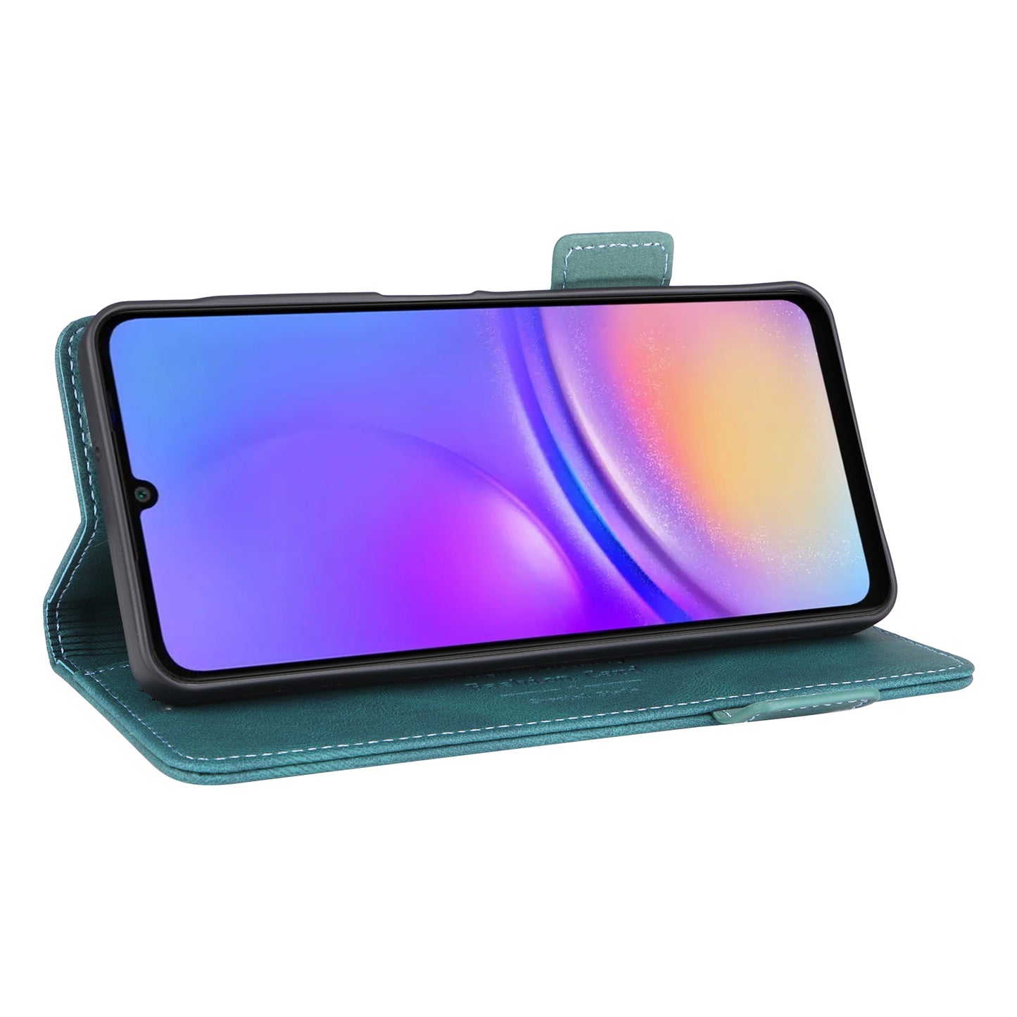 For Samsung Galaxy A06 Case Leather Wallet Flip Phone Cover with Hardware Decor - Blue