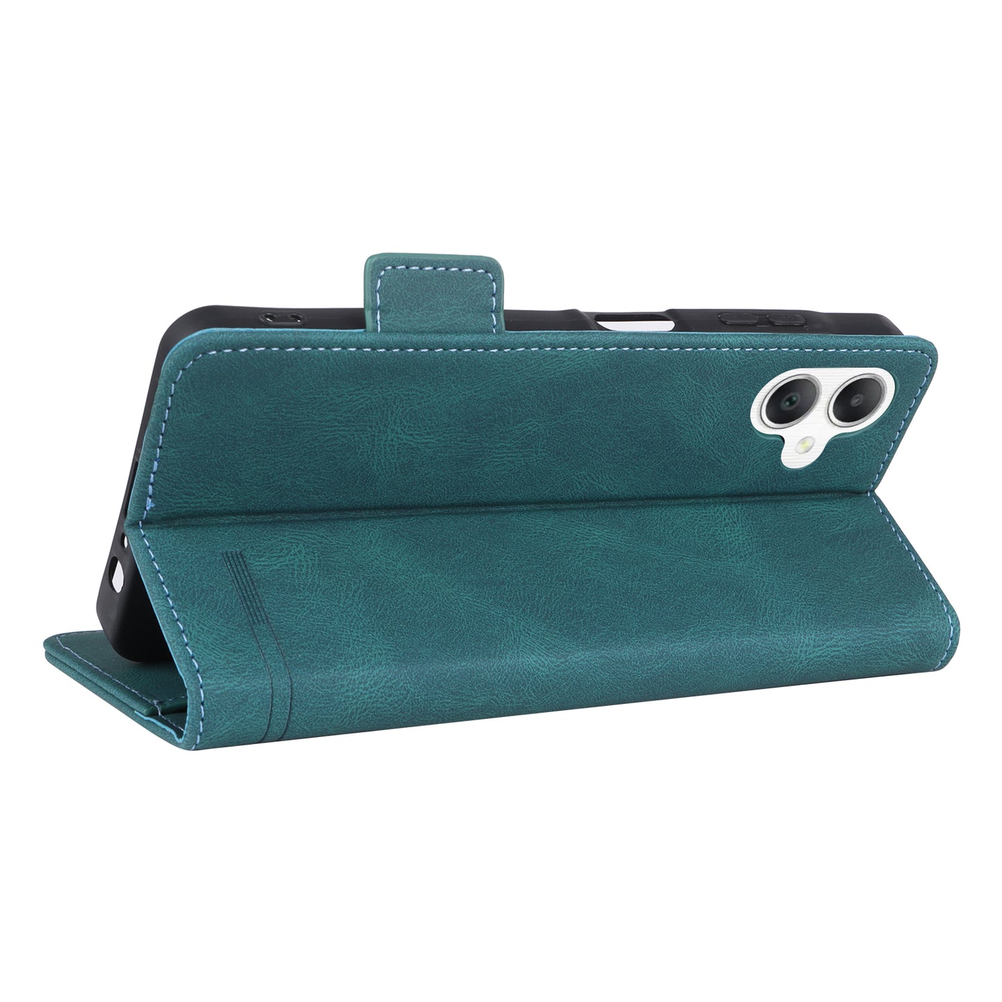 For Samsung Galaxy A06 Case Leather Wallet Flip Phone Cover with Hardware Decor - Blue