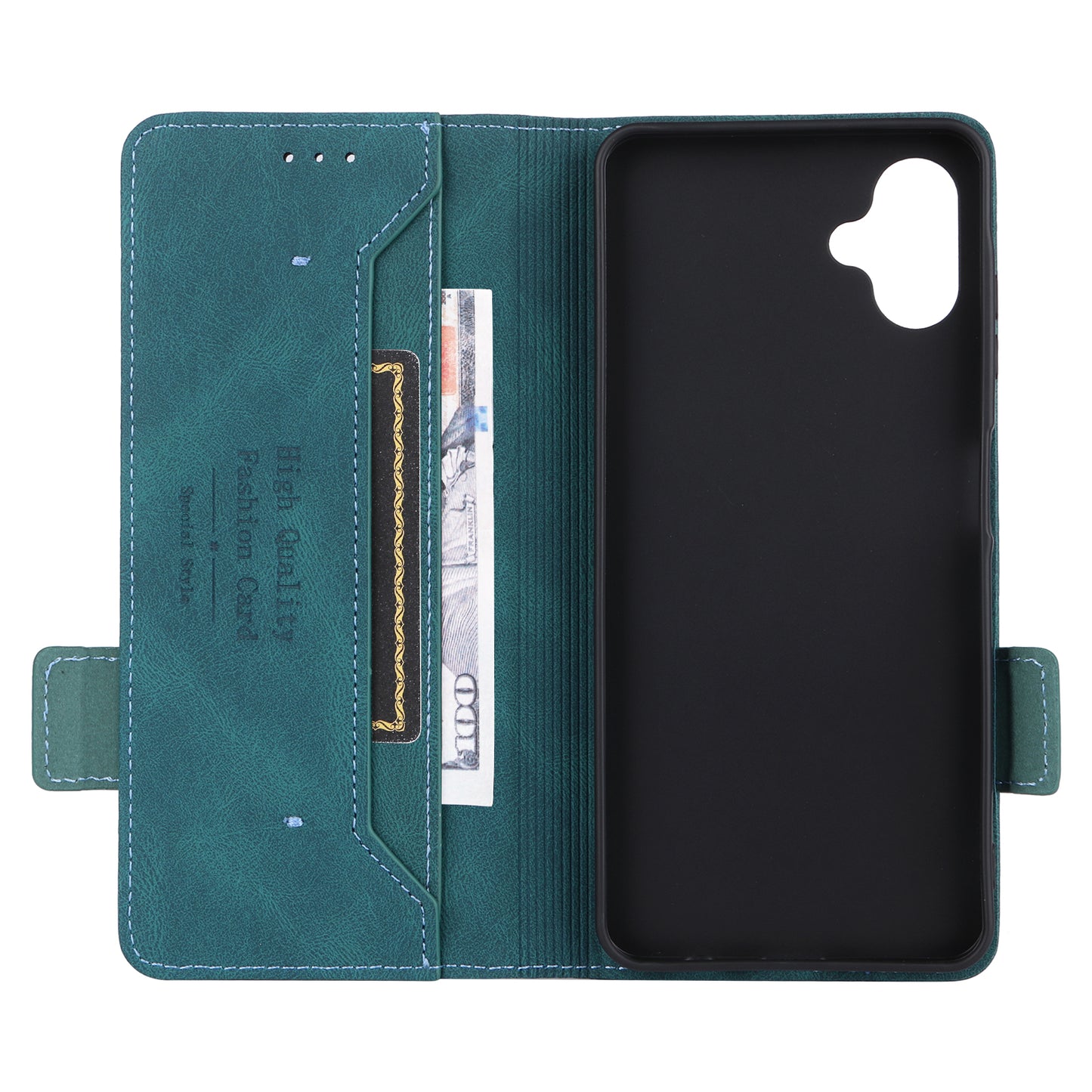 For Samsung Galaxy A06 Case Leather Wallet Flip Phone Cover with Hardware Decor - Blue