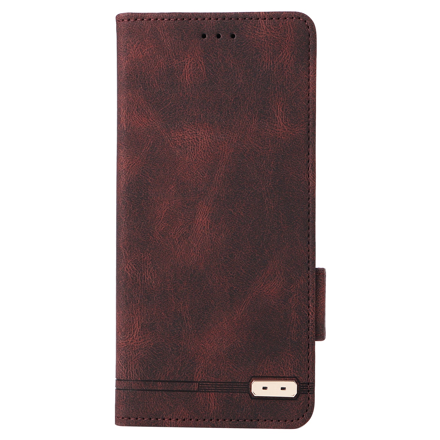 For Samsung Galaxy A06 Case Leather Wallet Flip Phone Cover with Hardware Decor - Coffee