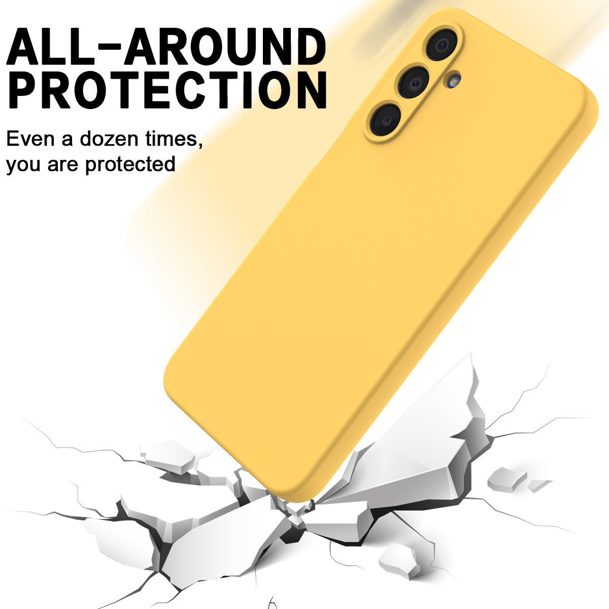 For Samsung Galaxy A16 5G / A16 4G Case Liquid Silicone Anti-Scratch Phone Cover with Hand Strap - Yellow