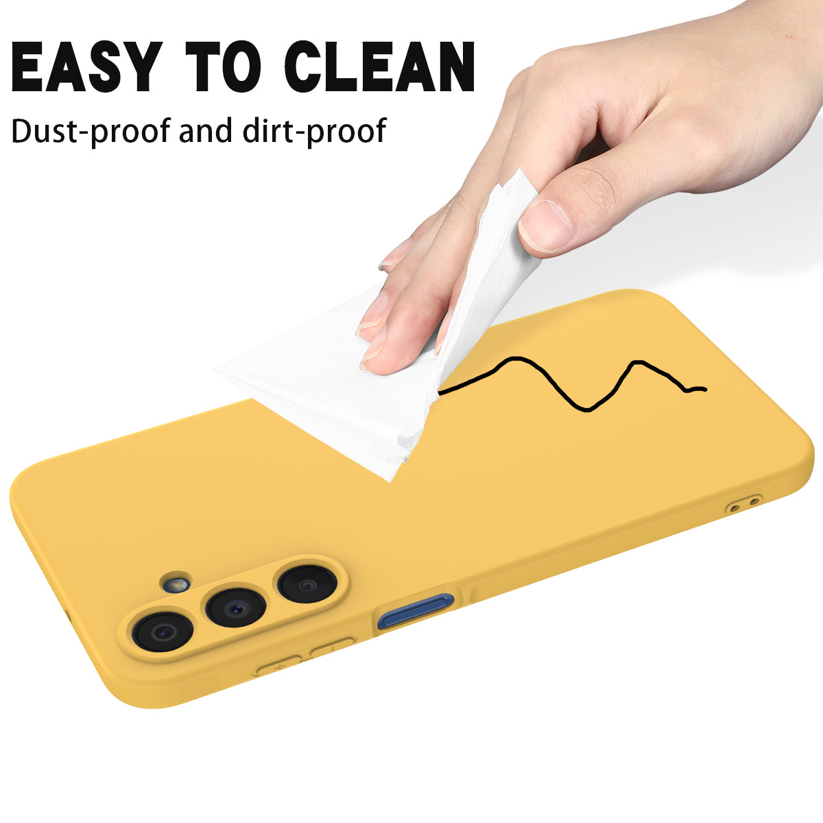 For Samsung Galaxy A16 5G / A16 4G Case Liquid Silicone Anti-Scratch Phone Cover with Hand Strap - Yellow