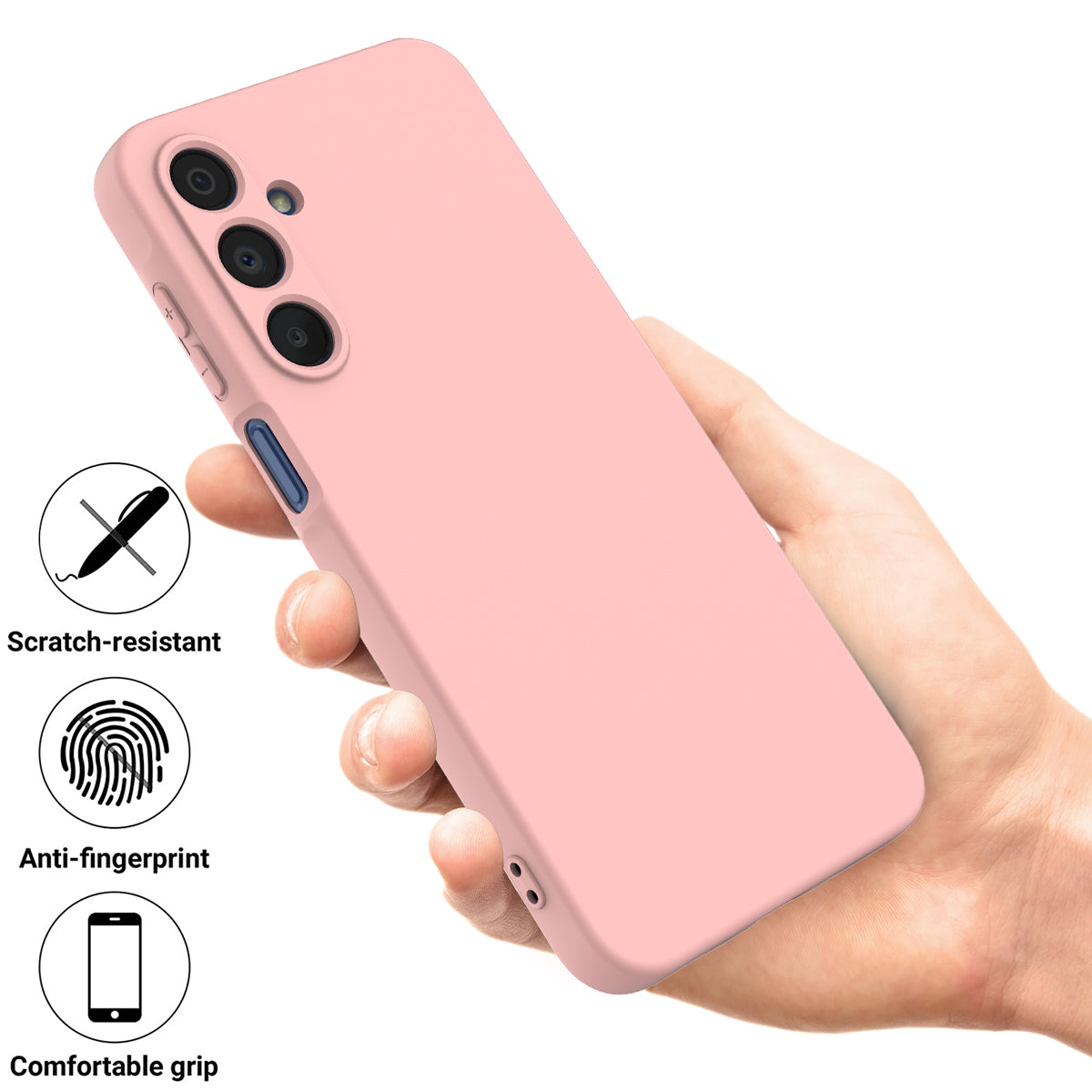 For Samsung Galaxy A16 5G / A16 4G Case Liquid Silicone Anti-Scratch Phone Cover with Hand Strap - Pink