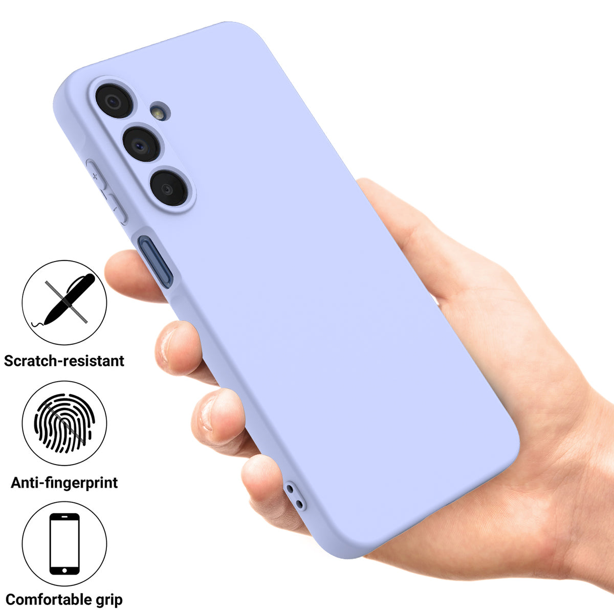 For Samsung Galaxy A16 5G / A16 4G Case Liquid Silicone Anti-Scratch Phone Cover with Hand Strap - Purple