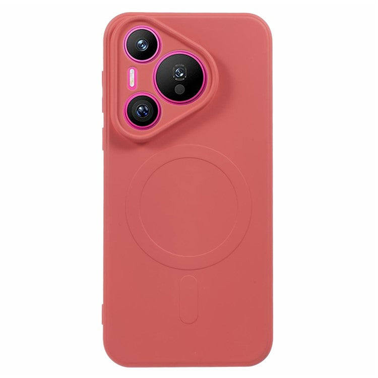 For Huawei Pura 70 Case Shockproof TPU Phone Cover Compatible with MagSafe - Camellia Red