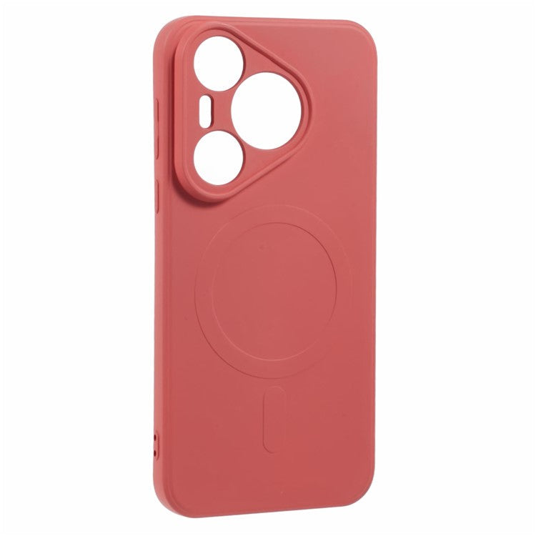For Huawei Pura 70 Case Shockproof TPU Phone Cover Compatible with MagSafe - Camellia Red