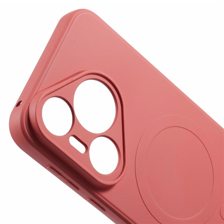 For Huawei Pura 70 Case Shockproof TPU Phone Cover Compatible with MagSafe - Camellia Red