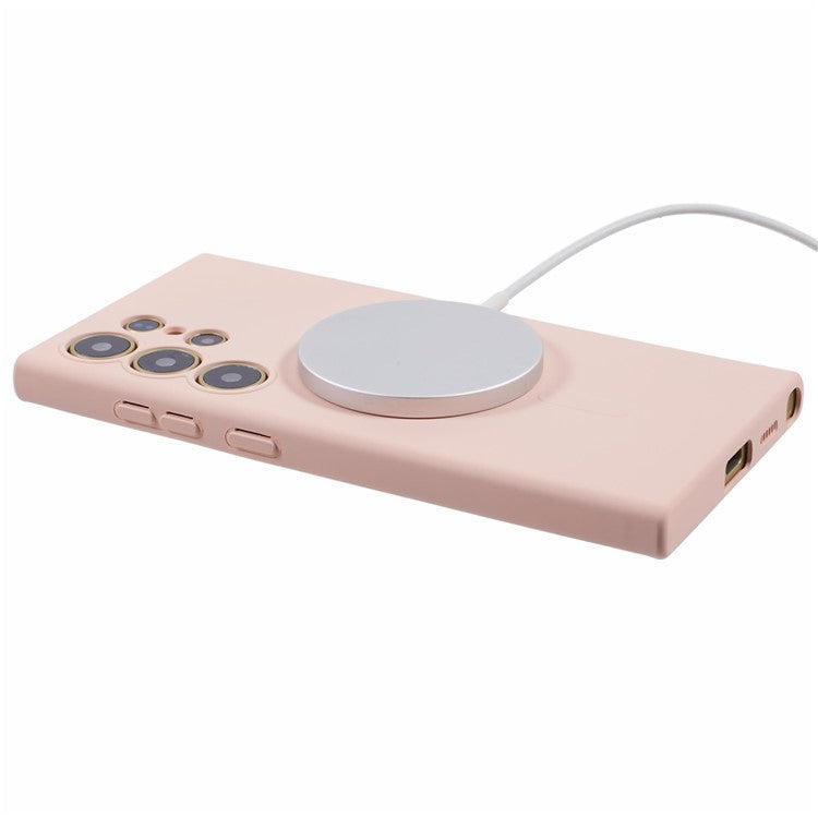 For Samsung Galaxy S24 Ultra Case Shockproof TPU Phone Cover Compatible with MagSafe - Pink