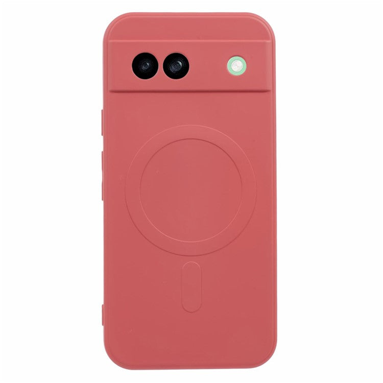 For Google Pixel 8a Case Shockproof TPU Phone Cover Compatible with MagSafe - Camellia Red