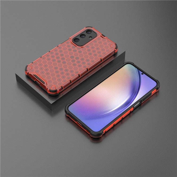 For Samsung Galaxy M35 5G Case PC+TPU Phone Cover Honeycomb Shape - Red