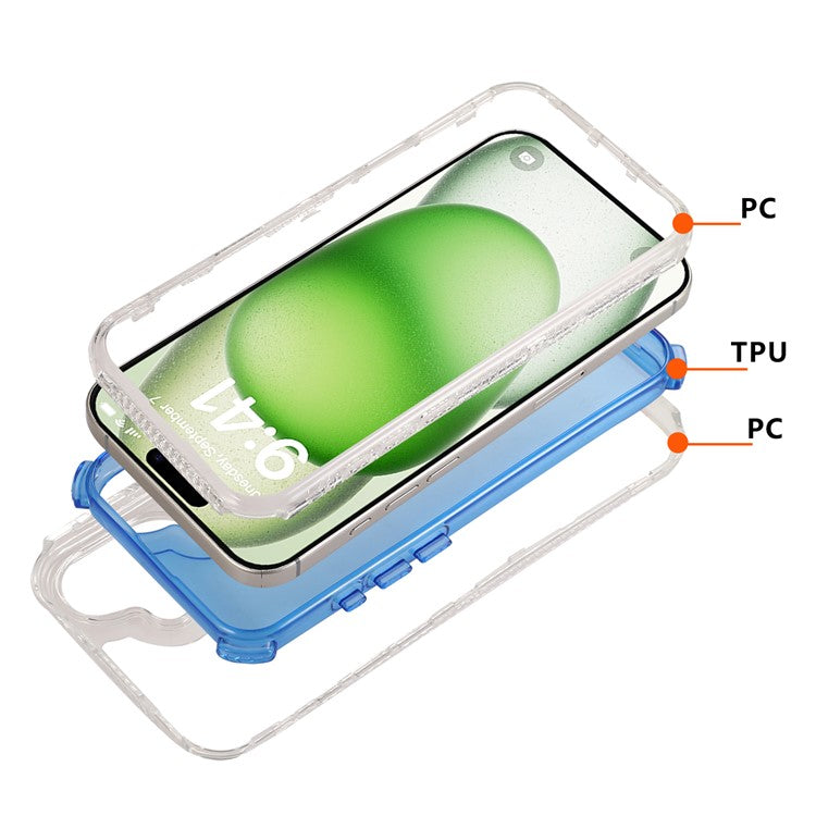 For iPhone 16 Plus Case Corners Impact Protection PC+TPU Clear Phone Cover - Orange