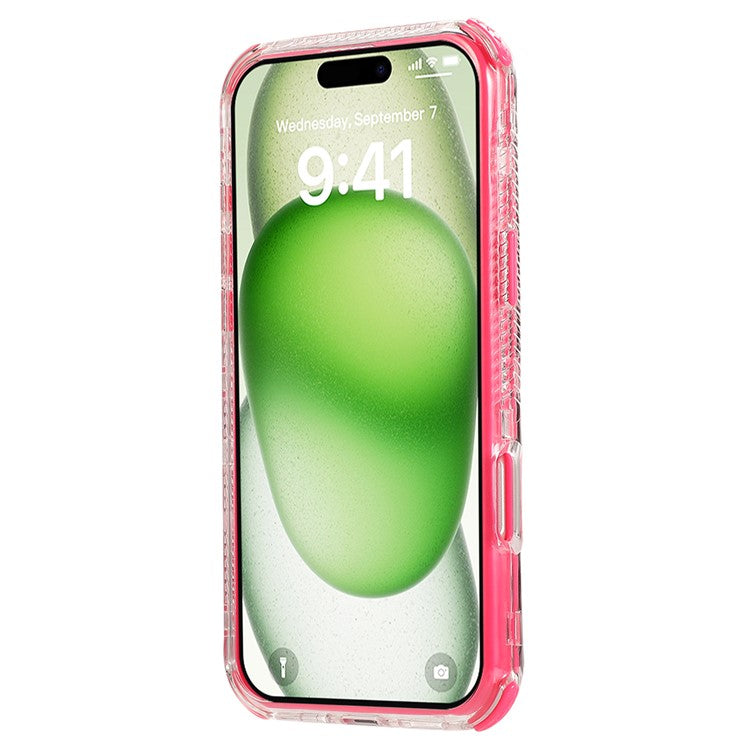 For iPhone 16 Case 3-in-1 Drop-proof PC+TPU Phone Cover - Rose