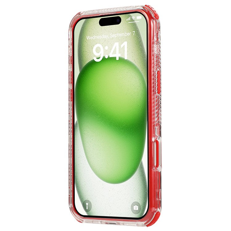 For iPhone 16 Case 3-in-1 Drop-proof PC+TPU Phone Cover - Red