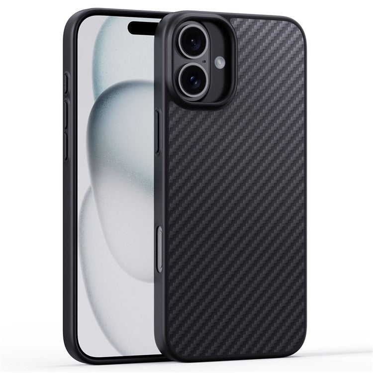 For iPhone 16 Case Compatible MagSafe Shockproof TPU+Aramid Fiber Phone Cover Carbon Fiber Texture