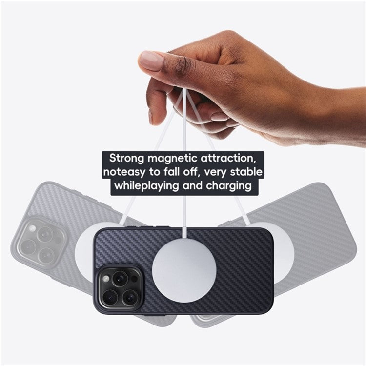 For iPhone 16 Case Compatible MagSafe Shockproof TPU+Aramid Fiber Phone Cover Carbon Fiber Texture