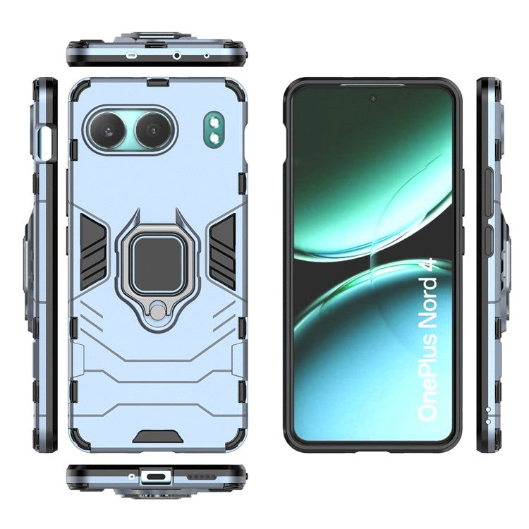 For OnePlus Nord 4 Case PC+TPU Protective Phone Cover with Ring Kickstand - Blue