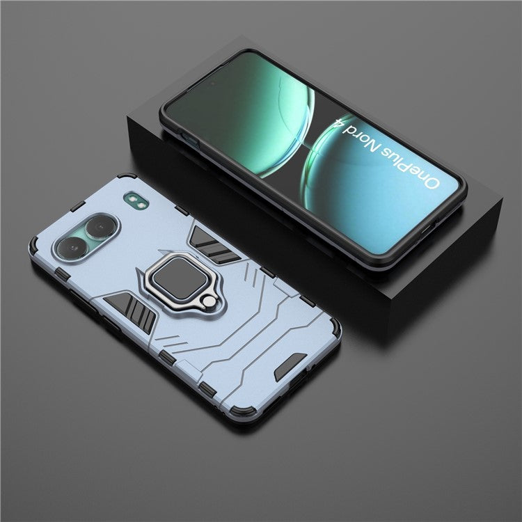For OnePlus Nord 4 Case PC+TPU Protective Phone Cover with Ring Kickstand - Blue