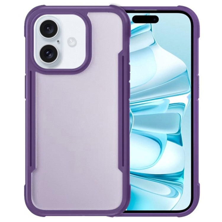 For iPhone 16 Case PC+TPU Drop-Proof Skin-Touch Phone Back Cover - Purple