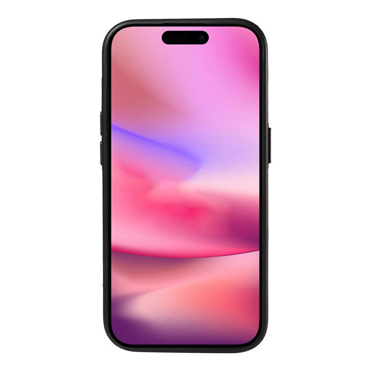 006 For iPhone 16 Case Anti-Drop Leather + TPU Phone Cover Card Slot Ring Kickstand - Blue