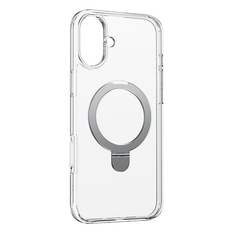 BASEUS Smart Ring Series For iPhone 16 Plus Kickstand Case PC+TPU Phone Cover Compatible with MagSafe - Transparent