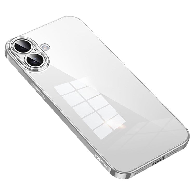SULADA For iPhone 16 Plus Case Ultra-Thin Electroplated TPU Clear Phone Cover - Silver