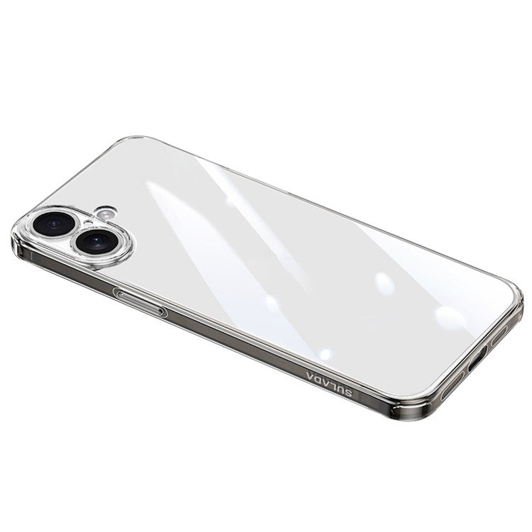 SULADA For iPhone 16 Plus Clear Case TPU +Tempered Glass Shockproof Phone Case - Transparent Black