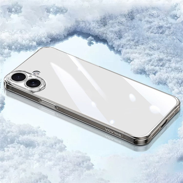 SULADA For iPhone 16 Plus Clear Case TPU +Tempered Glass Shockproof Phone Case - Transparent Black