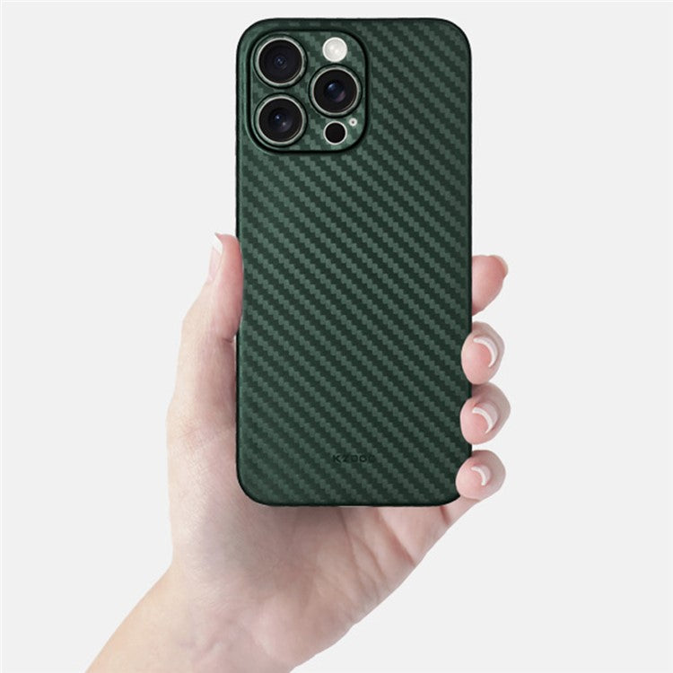 KZDOO For iPhone 16 Pro Compatible with MagSafe Carbon Fiber Texture Ultra Thin PP Phone Cover - Gold